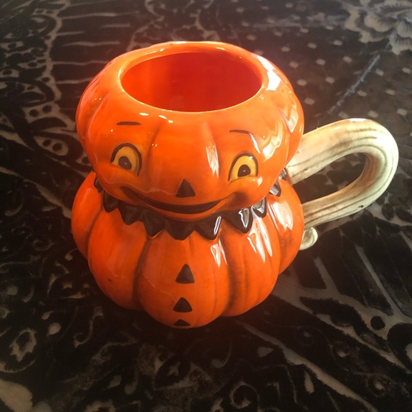JOHANNA PARKER DESIGNS NEW VINTAGE STYLE PUMPKIN COFFEE MUG NEVER USED HALLOWEEN - Picture 1 of 7